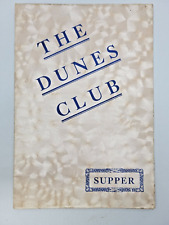 Vintage THE DUNES CLUB Menu Phone PINEHURST 4604 NC Supper Restaurant c1940 picture