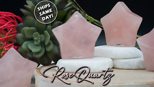 Natural Pink Rose Quartz Crystal Gemstone Star Carving Pocket Worry Stone Decor picture