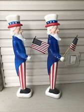 Lot 2 Vintage Preowned Blow Mold Uncle Sam Patriotic Flag Don Featherstone Union picture