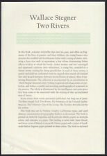 Wallace Stegner: Two Rivers PROSPECTUS Yolla Bolly Press 1989 picture