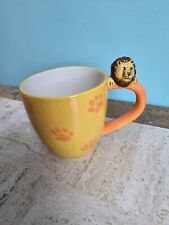 Pier 1 Mug Lion Surprise Hand Painted Coffee Mug Paw Prints Yellow Orange Handle picture