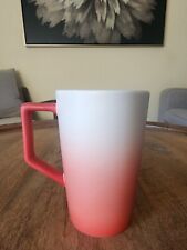 RARE 2016 Teavana Starbucks Ceramic Red Pink White Ombre Coffee Cup Tea Mug 12oz picture