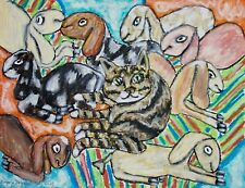 NUBIAN Babysitter Goat Kids 5 x 7 ART PRINT KSAMS Collectible Farmhouse Farm Cat picture