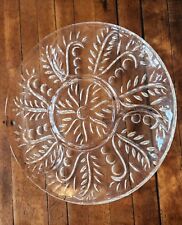 Vintage Clear Pressed Federal Glass Serving Platter Dot Leaf Pattern Preowned picture
