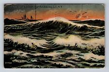 Long Island NY-New York, Surf After Storm, Far Rockaway, Vintage c1932 Postcard picture