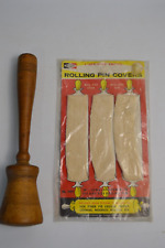 Antique Wood Masher & Vintage NIP Rolling Pin Covers Wecolite Kitchen Utensils picture