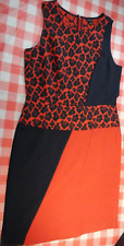 ANN TAYLOR RED AND BLACK LEOPARD PRINT ASSYMETRICAL FORMAL COCKTAIL DRESS SIZE 8 picture