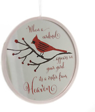 Cardinal Visitor From Heaven Glitter 4.5 Inch Glass Memorial Disk Christmas picture