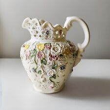 Antique Porcelain Decorative Vase Hand Painted Stamp Pattern Heart Cutouts 7.5” picture