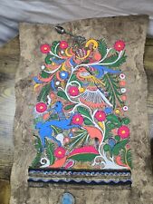 Vtg Lot 7 Mexican Folk Art Amate Bark Paintings Colorful Birds Flowers Diff Size picture