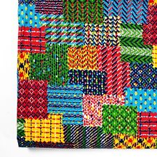 Vintage Cotton Fabric Faux Patchwork Primary Colors 44x40 50s 60s Plaid Gingham picture