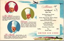 c1950s UNITED AIR LINES Breakfast Menu Postcard 