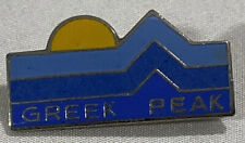 Vintage Green Peak Skiing pin Pinback Mountains Blue Yellow picture