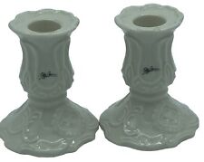 2 Oleg Cassini Ivory Porcelain Candlestick Holders Baroque Style 3.5” H x 2.75”D picture