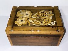 Antique Dresser Wooden Jewelry Trinket Box Artist Signed Mirror Lid Dresser Box picture