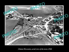 OLD 8x6 HISTORIC PHOTO CLINTON WISCONSIN AERIAL VIEW OF THE TOWN c1960 picture