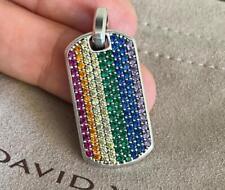 David Yurman Sterling Silver 35mm Rainbow Streamline Dog Tag Pendant Pre-Owned picture