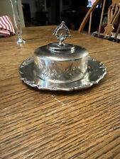 Rustic Silver Metal Covered  Dish Vintage Look picture