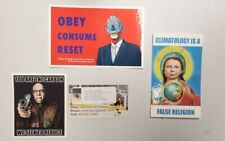 Global Warming HOAX stickers 3 PACK LOT GREEN NEW DEAL GREAT RESET GRETA & KLAUS picture