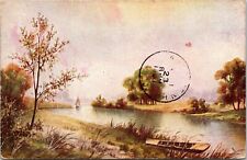 VINTAGE POSTCARD SAILING THE RIVER MAILED CONCORD PENACOOK N.H. {rare town} 1908 picture
