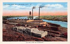 Escanaba MI Michigan Paper Mill Train Railroad Depot Station Vtg Postcard C21 picture