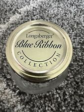 Longaberger Woven Traditions Blue Ribbon Quart Clear Glass Canning Jar picture