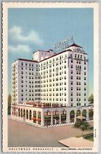HOLLYWOOD, CALIFORNIA - HOLLYWOOD ROOSEVELT HOTEL - CURTEICH LINEN POSTCARD picture
