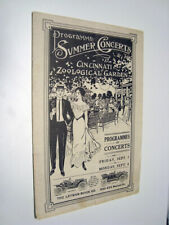 Circa 1910 Cincinnati Zoological Garden Summer Concerts Programme picture