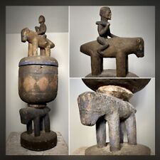 Dogon Lidded Vessel. Warrior On Horseback. 34” Tall. Carved Wood. picture