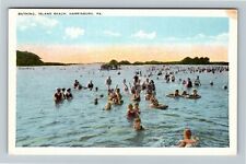 Harrisburg PA-Pennsylvania, ISLAND BEACH, BATHING IN WATER, Vintage Postcard picture