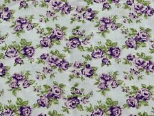 Vintage Cottagecore White & Purple Roses Rectangular Tablecloth 51” x 66” picture