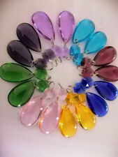 16pcs/set 38mm Colorful Crystal Water Drop Pendants With 1 Octagon Beads  picture