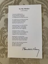 Wendell Berry American Novelist Poet Author Signed Poem Autographed New picture