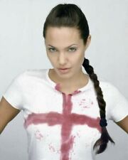 Angelina Jolie in t-shirt with red cross as Lara Croft Tomb Raider 11x17 poster picture