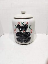 Old Vintage 1930s Stoneware Cookie Jar With Black Bear and 