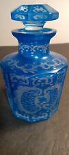 Antique Bohemian(German?) Blue Cut To Clear Perfume Bottle Wow picture