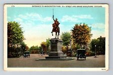 Chicago IL-Illinois, Entrance to Washington Park, Vintage Postcard picture