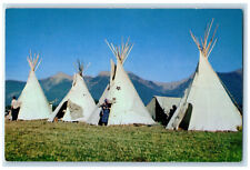 c1960's An Indian Encampment Tent View Near St. Ignatius Montana MT Postcard picture
