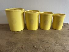 Set of 4 Vintage Tupperware Servalier YELLOW Nesting Canisters w/ Lids picture