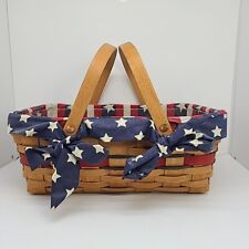 1992 Longaberger All American Small Market Basket Stars Stripes W Liner 15x9x5 picture