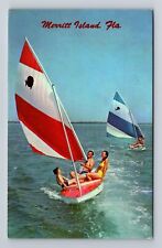 Merritt Island FL-Florida, Sailing in Waters around Island Vintage Postcard picture