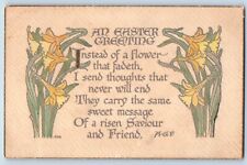 Easter Postcard Greetings Lily Flowers Arts Crafts c1905 Posted Antique picture