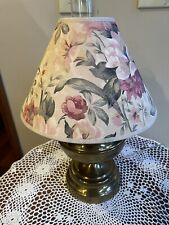 Vtg Rayo Style Brass Oil Lamp Converted To Electric With Fabric Floral Shade 19” picture