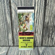 Vtg Herb's Conoco Service Roundup MO Matchbook Cover Advertisement picture