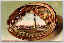 1907 Absecon Lighthouse Atlantic City New Jersey NJ Pearly Shell Posted Postcard picture