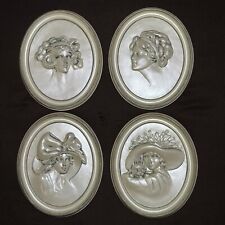 Duncan Ceramic Tiles Lot Of 4 Women Cameo Wall Portraits 1975 picture