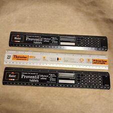 Vtg THORAZINE SK&F & 2 Proventil Tablets Pharmaceutical Advertising Rulers *READ picture