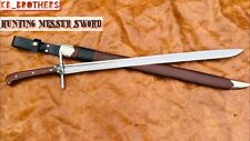 Custom & Handmade Carbon Steel Blade Hunting MESSER Historical Sword-34-inches. picture