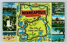 Minneapolis MN-Minnesota, The City Lakes And Parks, Scenic, Vintage Postcard picture