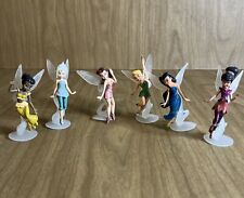 6 Disney Tinkerbell Fairies Cake Toppers Figures W Translucent Base & Wings picture